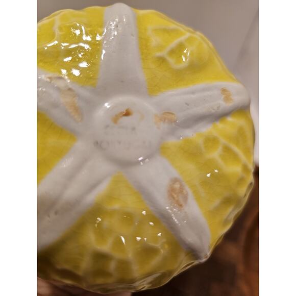 2 Secla Portugal Pottery Cabbage‎ Leaf Yellow Soup Bowl+ Lid Condiment VTG Majol - Picture 9 of 12